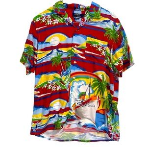 Polo Ralph Lauren Tropical Print‎ Shirt Slim Fit Red, Blue, Green Size L
